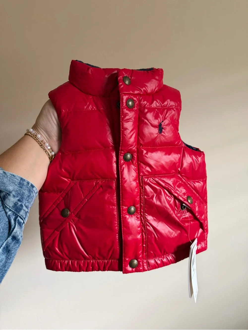 RALPH LAUREN Baby Boy Reversible Red + Blue Puffer Vest -- Size 6 Months -- NWT